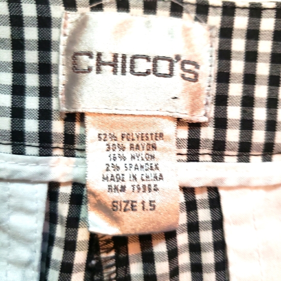 Women's black and white check Chico's casual long Bermuda shorts size 1.5 M/10 - Picture 3 of 8